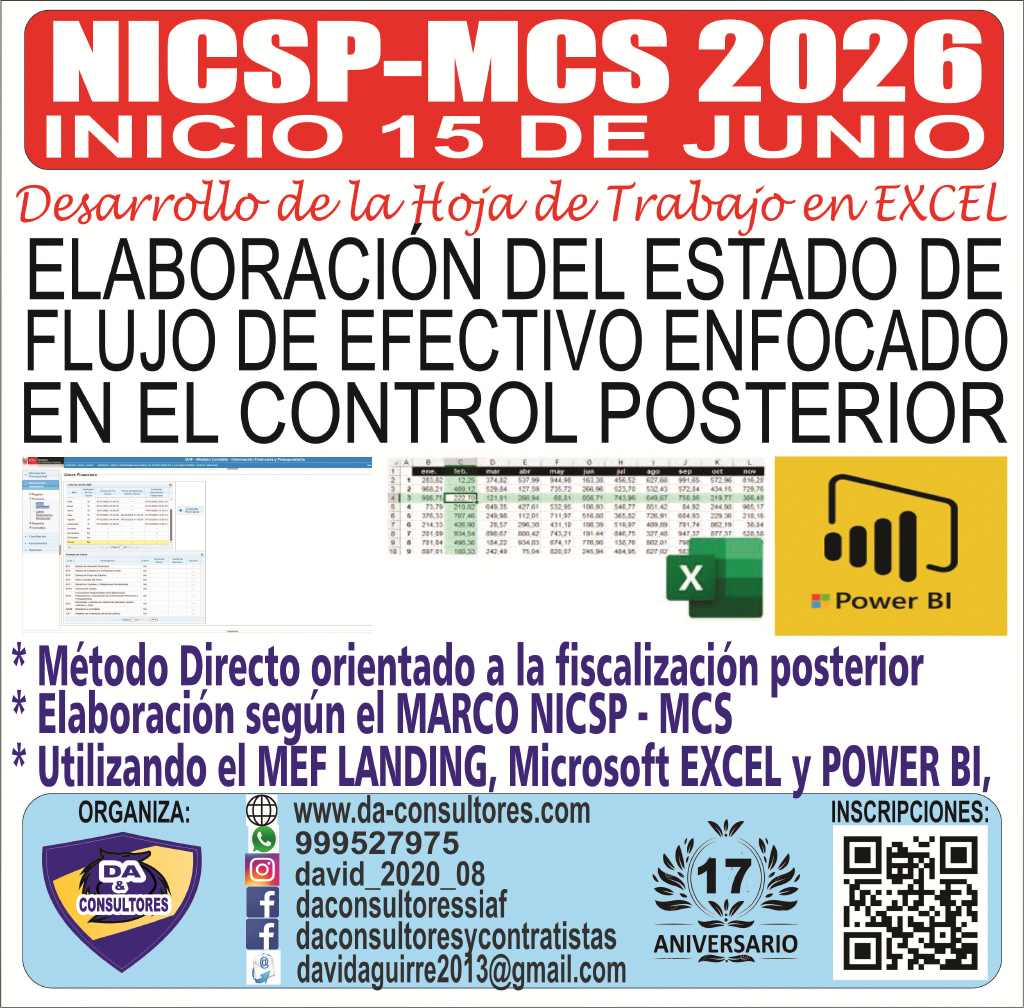ELABORACIÓN DEL ESTADO DE FLUJO DE EFECTIVO - EF4, ORIENTADO AL CONTROL POSTERIOR, segun MARCO NICSP - MCS 